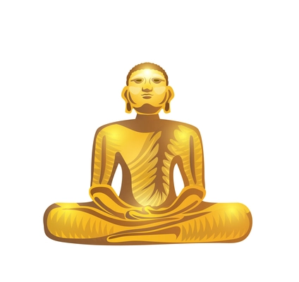 Golden buddha statue on white background cartoon vector illustration