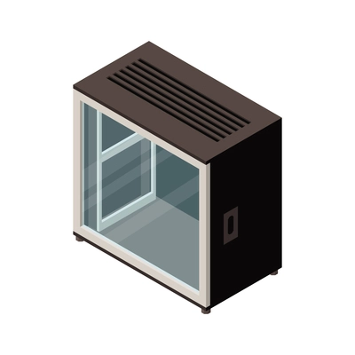 Datacenter isometric icon with empty telecommunication cabinet 3d vector illustration