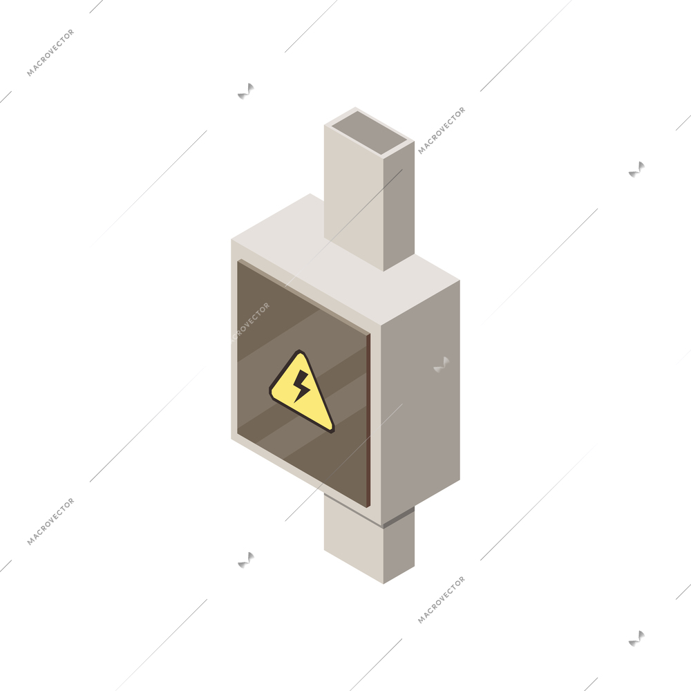 Isometric electrical distributuion board icon on white background 3d vector illustration