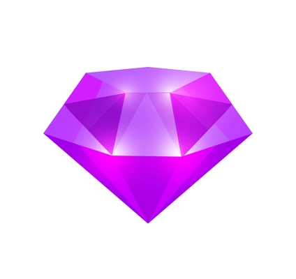 Purple diamond cartoon icon on white background