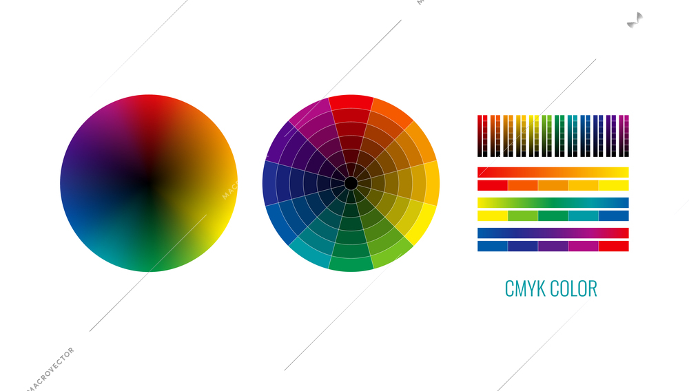 Color spectrum with colorful palettes realistic isolated vector illustration