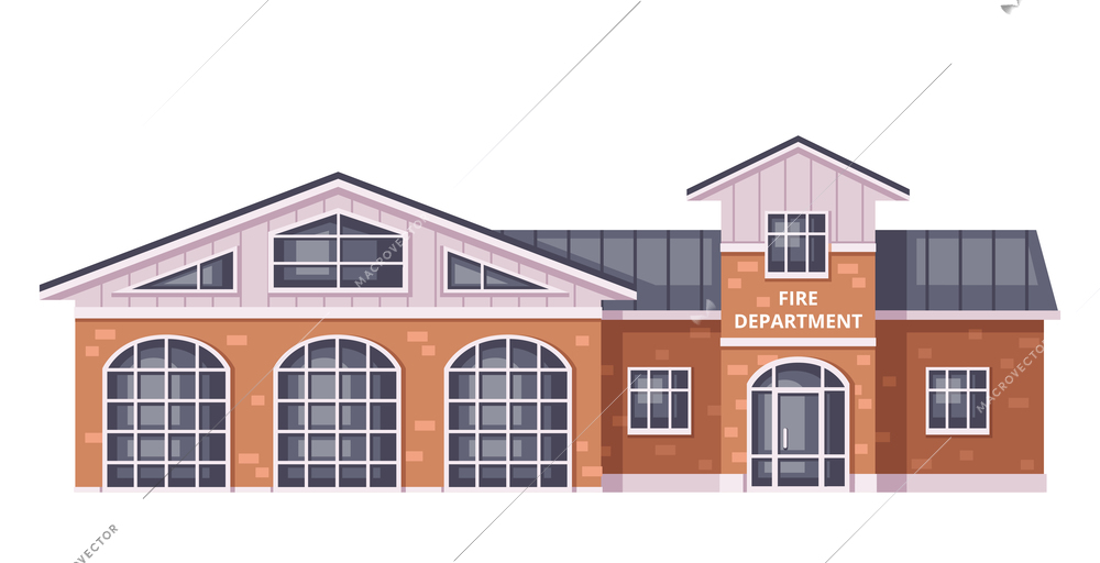 City fire department building in cartoon style vector illustration