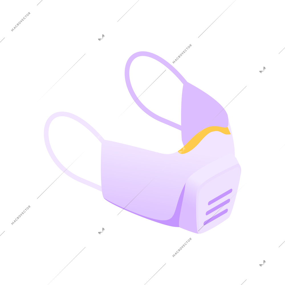 Isometric icon with respirator protective face mask on white background 3d vector illustration
