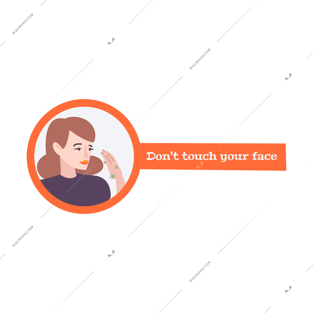 Coronavirus flat guide with dont touch your face text vector illustration