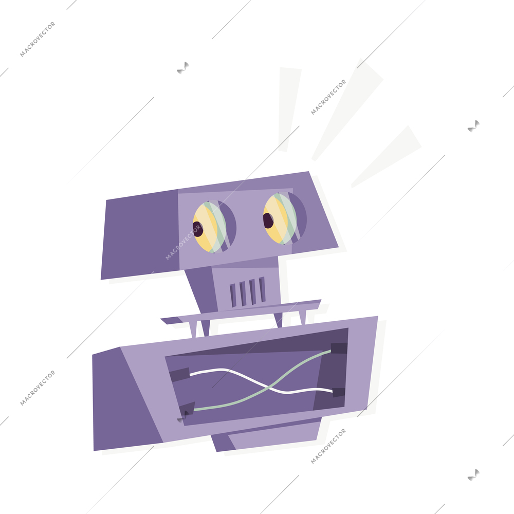 Cute robot artificial intelligence flat icon on white background vector illustration