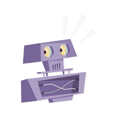 Cute robot artificial intelligence flat icon on white background vector illustration