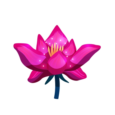 Lotus flower with sparkling pink petals cartoon icon vector illustration