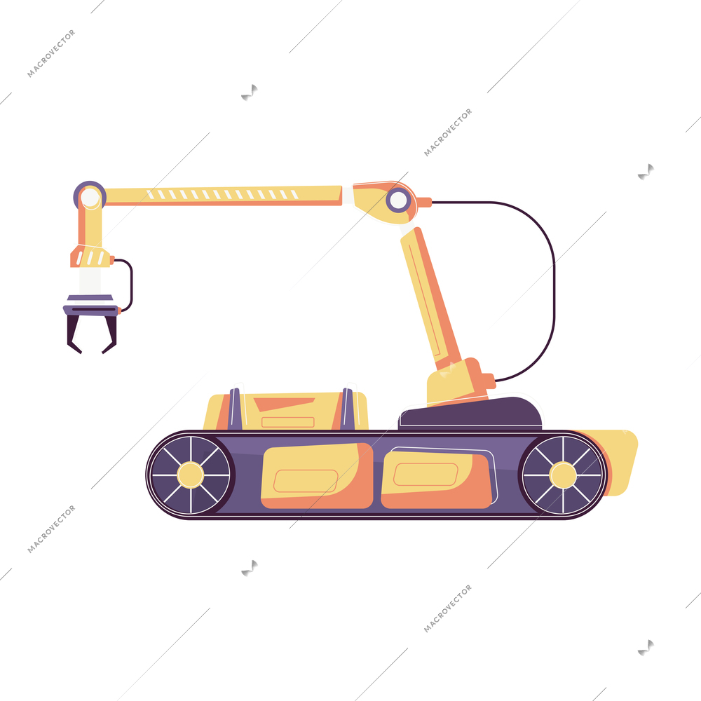 Wheeled manipulator with robotic arm flat icon vector illustration