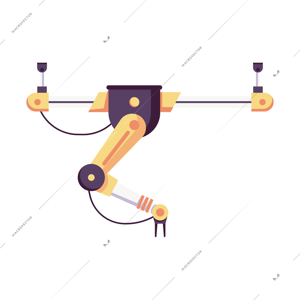 Smart industry flat icon with robotic arm manipulator vector illustration