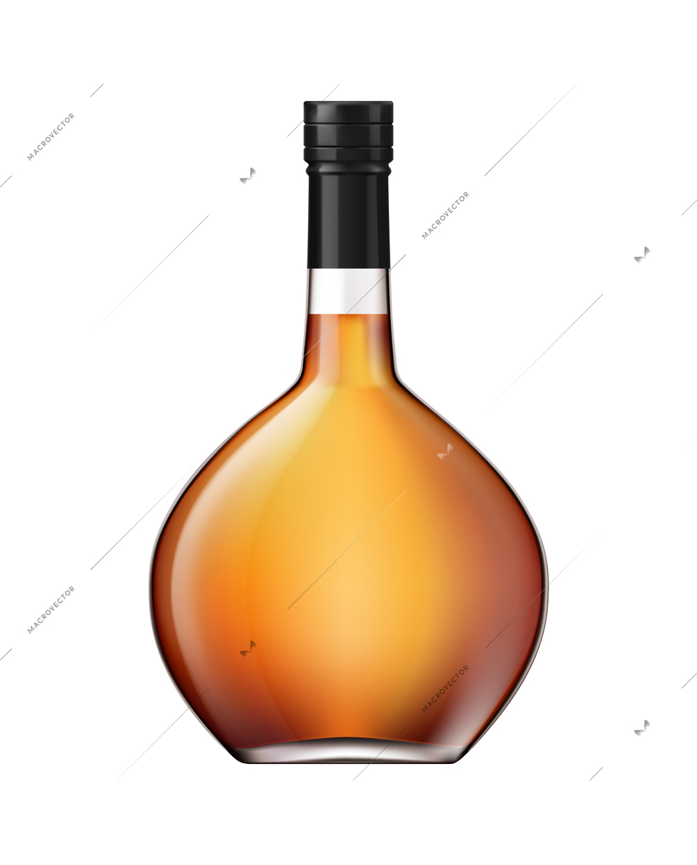 Realistic full bottle of whisky brandy or cognac on white background vector illustration