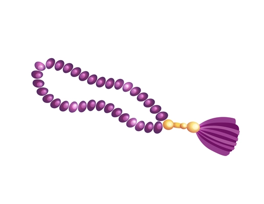 Purple buddhist prayer beads cartoon vector illustration