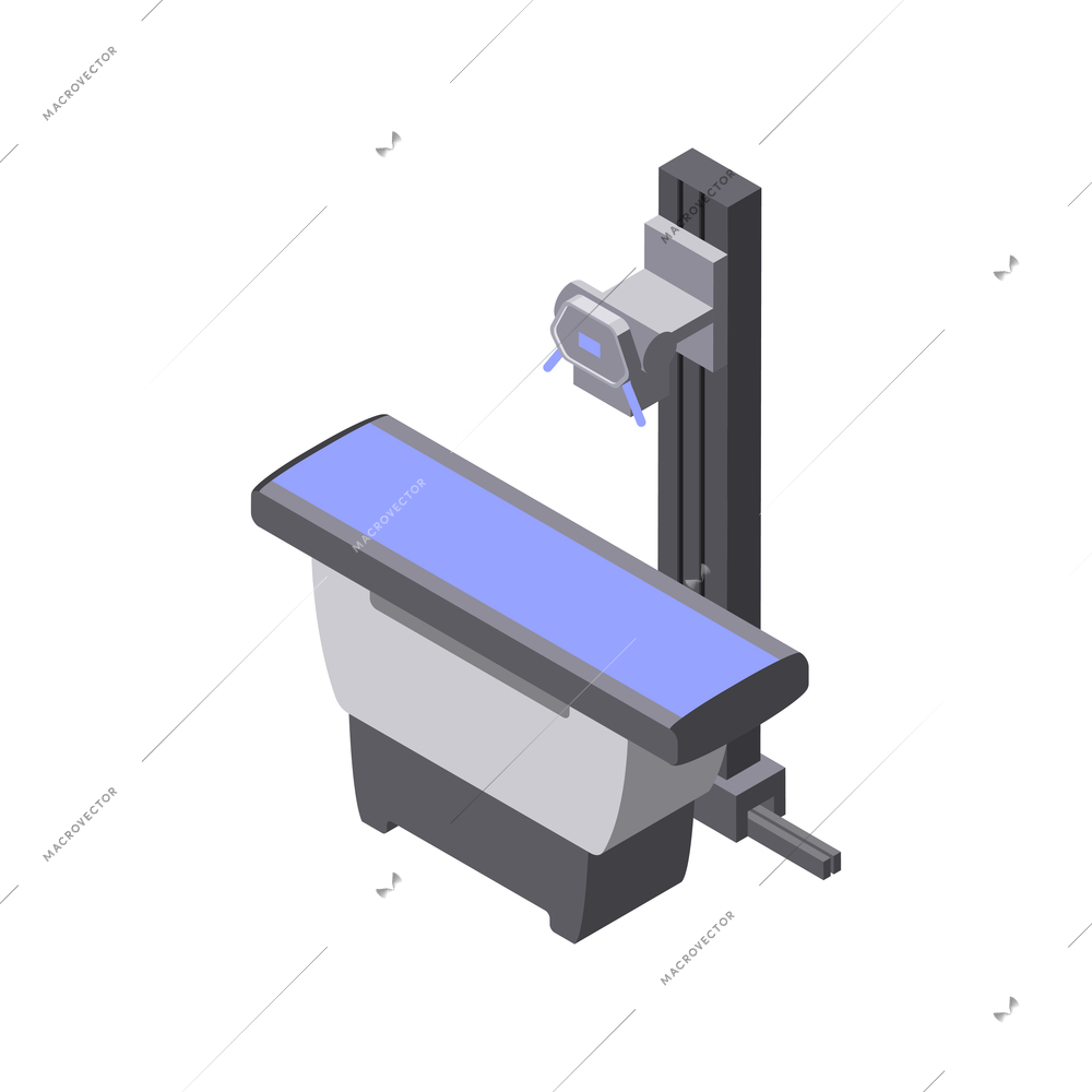 Isometric icon with xray equipment for lung inspection 3d vector illustration