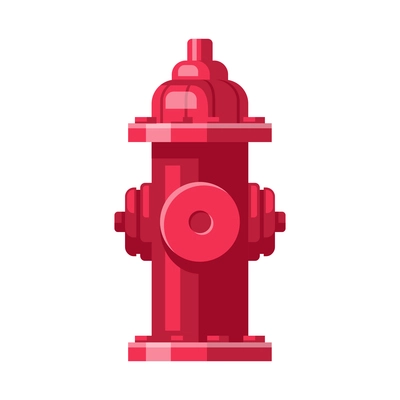 Red fire hydrant on white background cartoon vector illustration