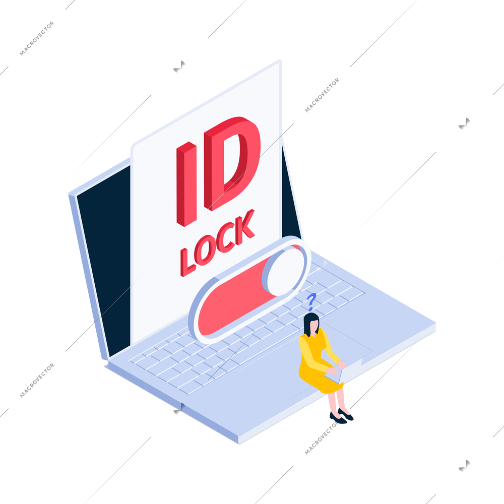 Internet blocking icon with blocked id notification on laptop 3d vector illustration