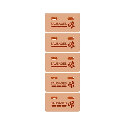 Stack of boxes with packed high quality sausages flat vector illustration