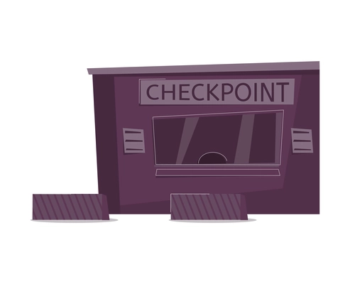 Customs control zone icon with flat building of checkpoint vector illustration