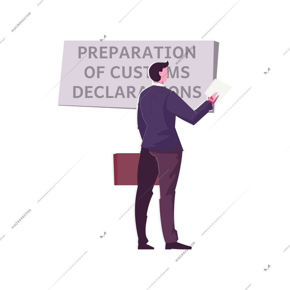 Man holding customs declaration flat vector illustration