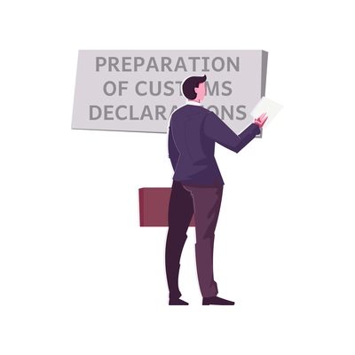 Man holding customs declaration flat vector illustration