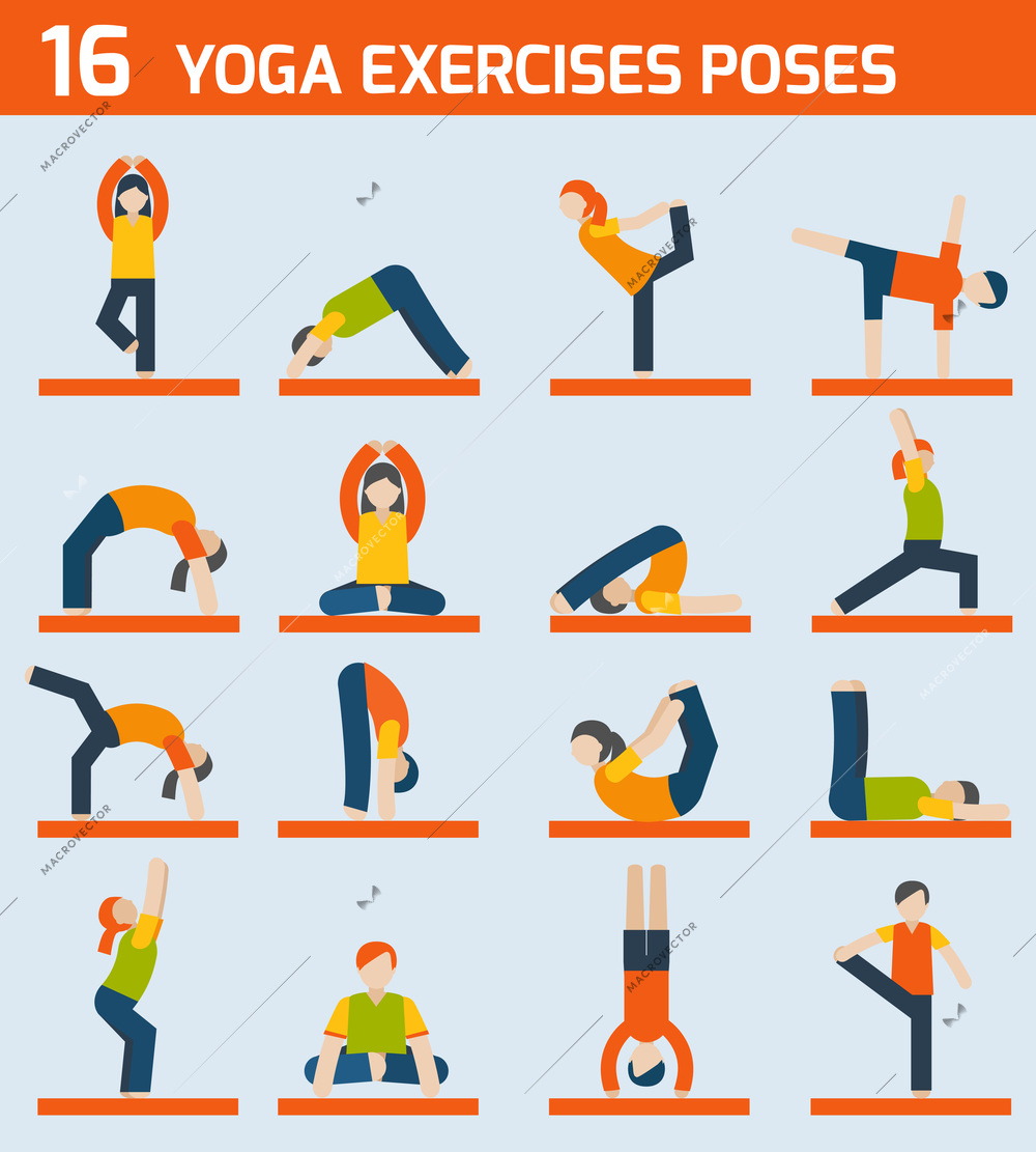 Woman silhouettes in yoga poses exercises icons set isolated vector illustration