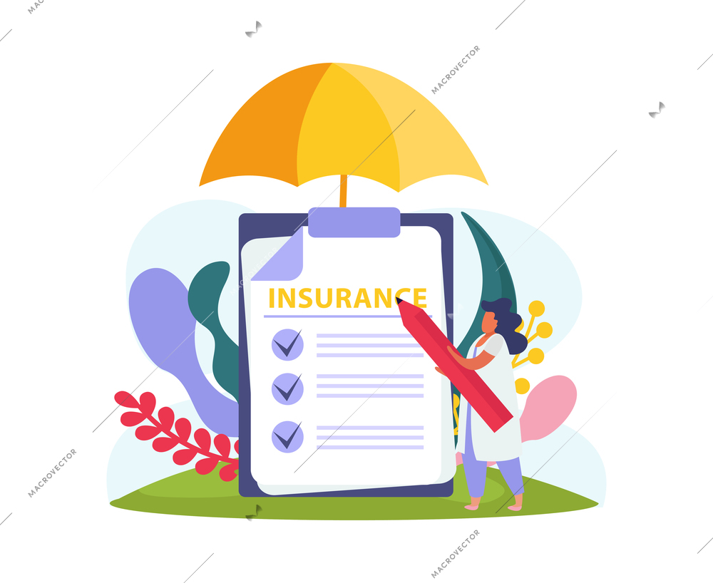 Flat icon with character signing health insurance policy vector illustration