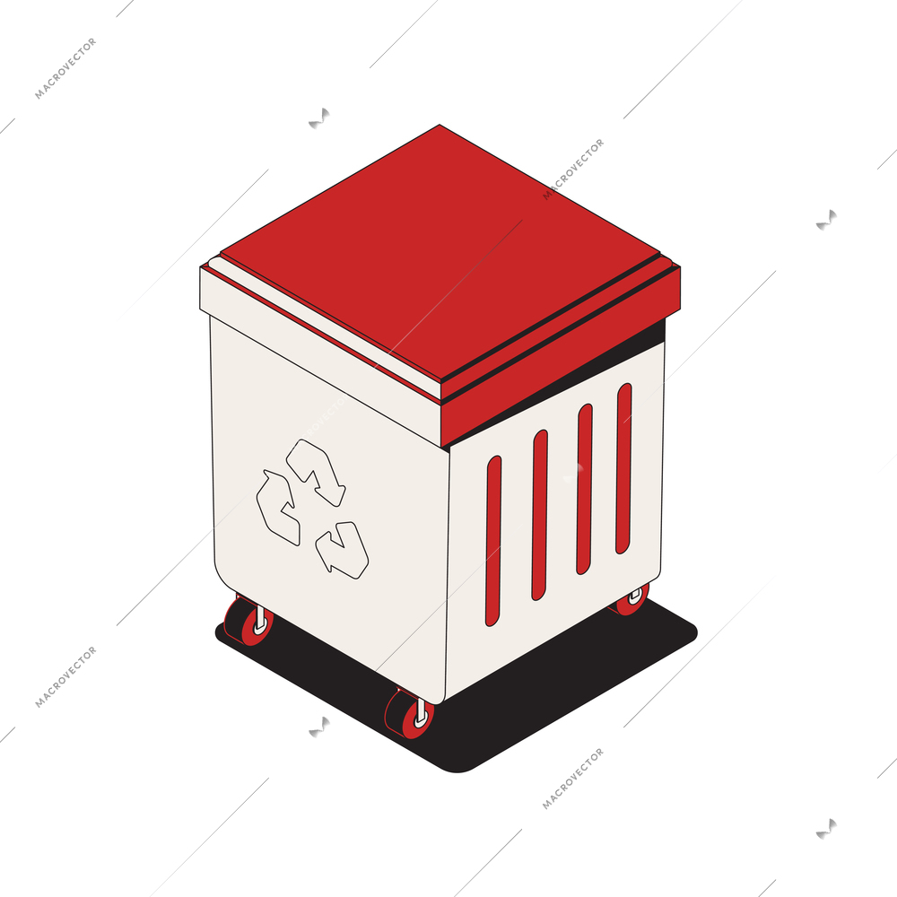 Isometric trash container with recycle sign icon 3d vector illustration