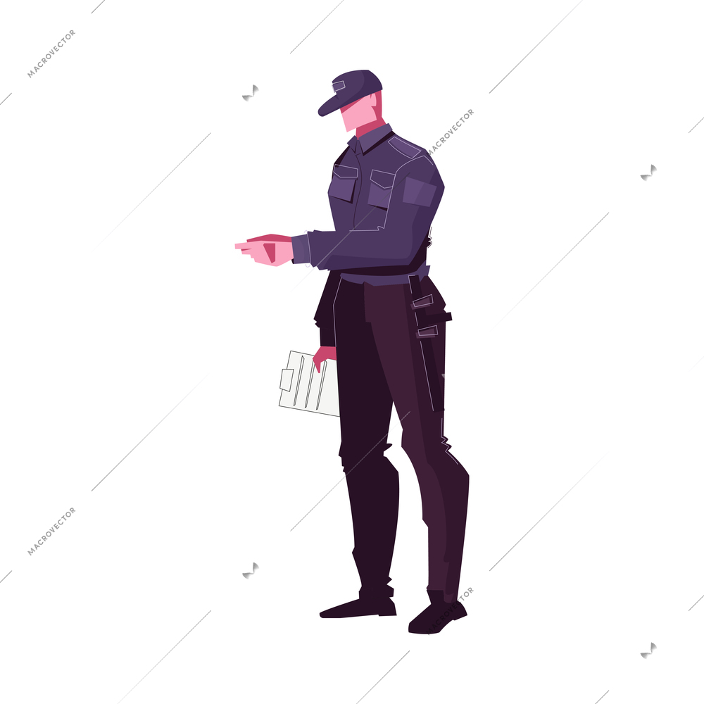 Customs control flat icon with security guard vector illustration