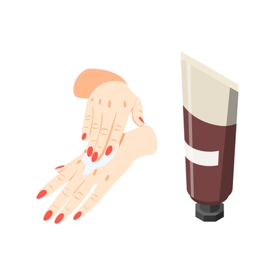 Isometric skin care icon with tube of hand cream isolated vector illustration