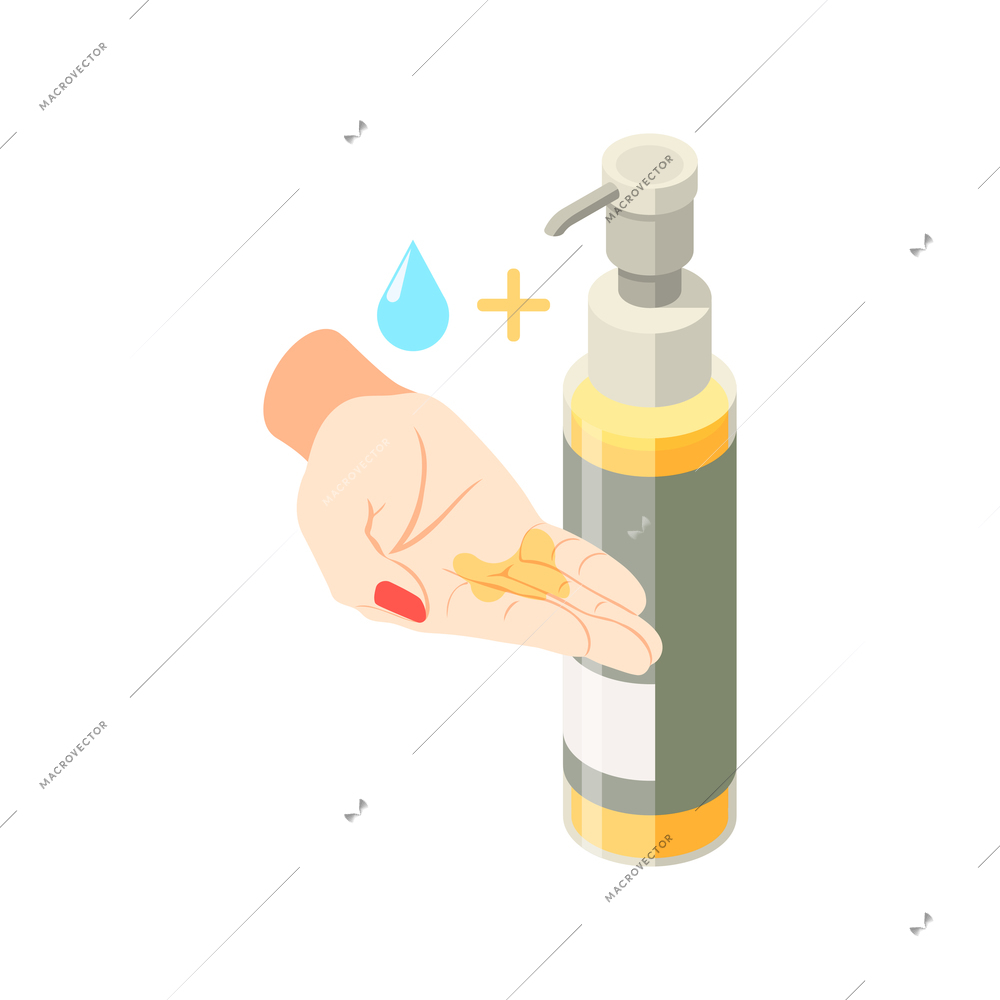 Face skin care isometric icon with bottle of cosmetic hygrophilic oil 3d vector illustration