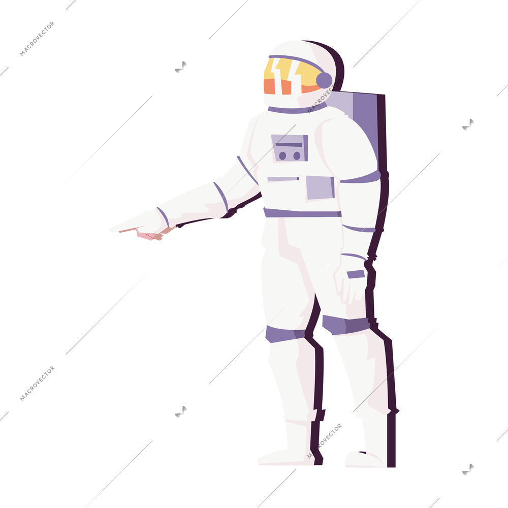 Astronaut in white spacesuit flat vector illustration