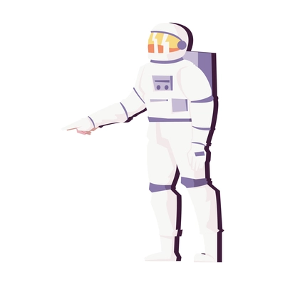 Astronaut in white spacesuit flat vector illustration