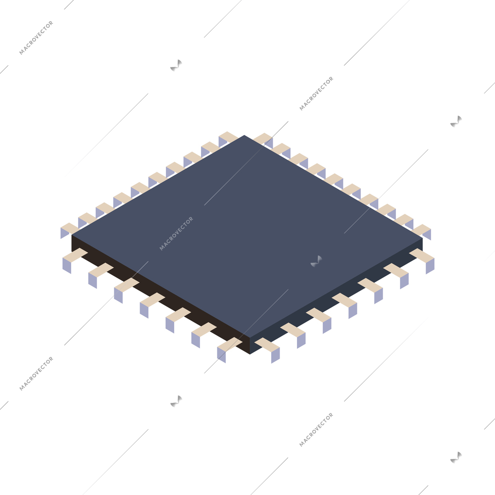 Isometric icon with microprocessor on white background vector illustration