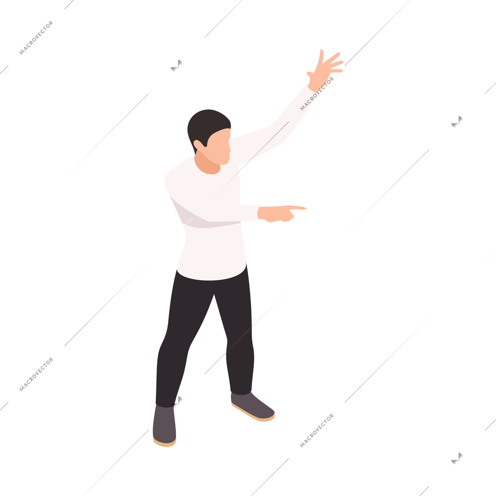 Isometric icon of dancing man on white background 3d vector illustration