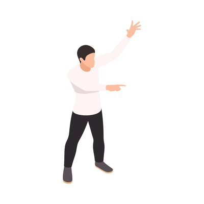 Isometric icon of dancing man on white background 3d vector illustration