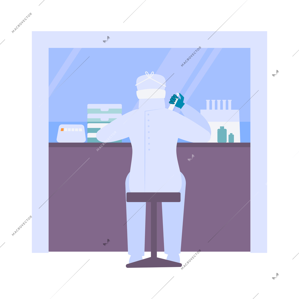 Coronavirus flat icons with laboratory worker vector illustration