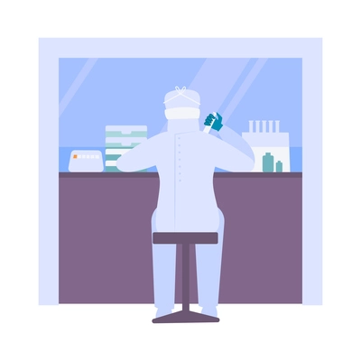 Coronavirus flat icons with laboratory worker vector illustration