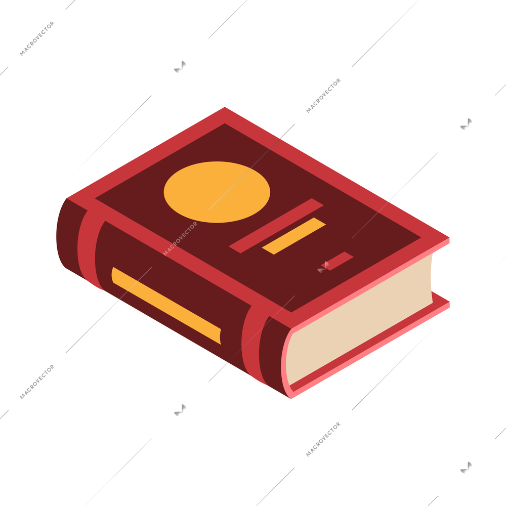 Isometric icon with 3d closed thick harcover book vector illustration