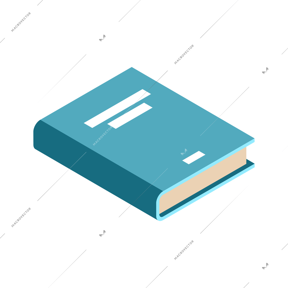 Closed book with blue cover on white background 3d isometric vector illustration