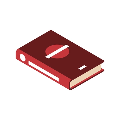 Isometric icon of closed book on white background 3d vector illustration