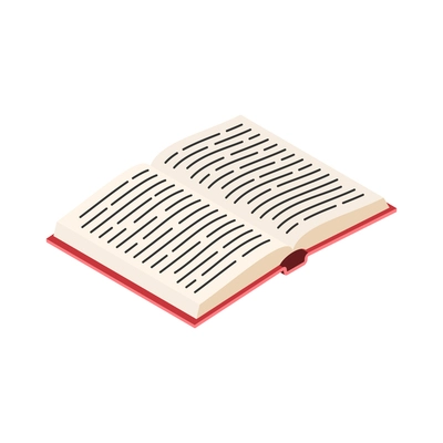 Open book on white background 3d isometric vector illustration