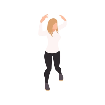 Isometric icon with woman dancing at party on white background vector illustration