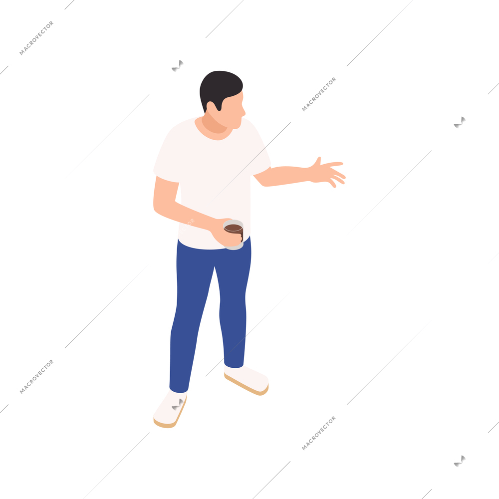 Party isometric icon with gesturing man holding glass vector illustration