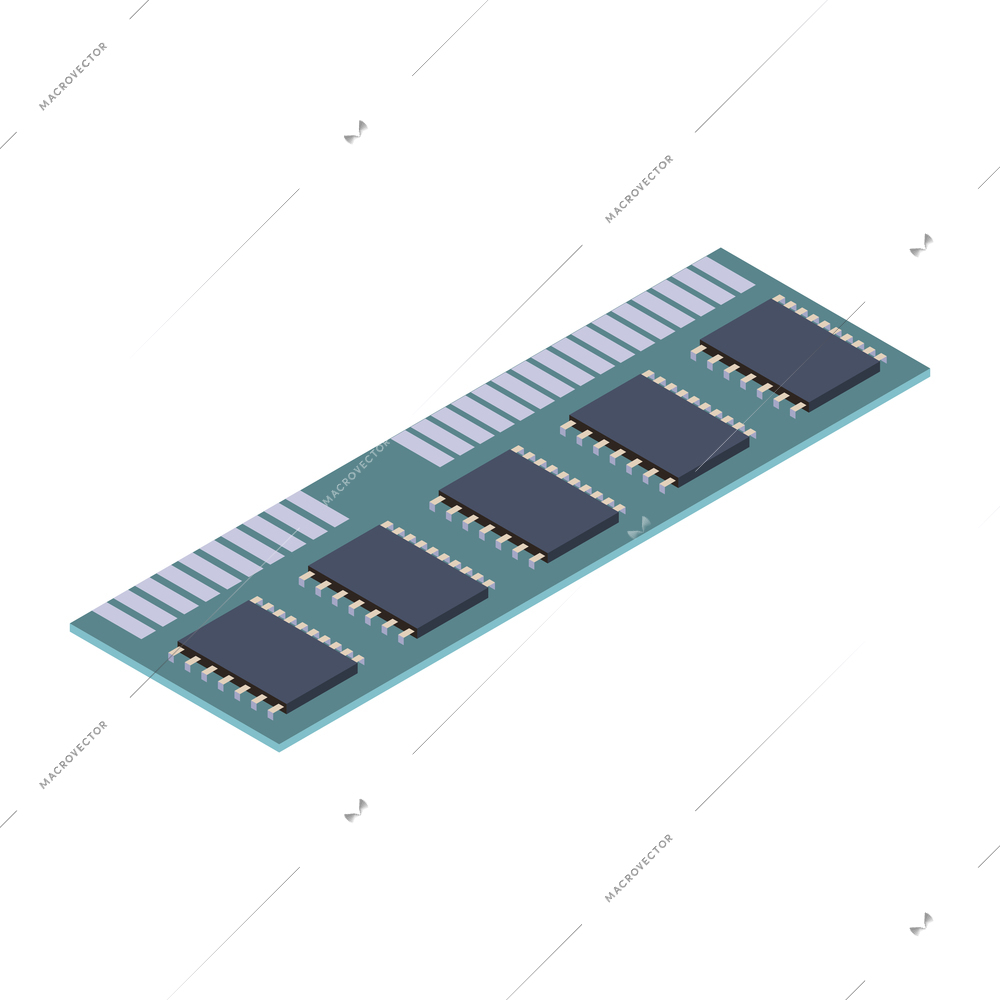 Isometric random access memory card 3d vector illustration