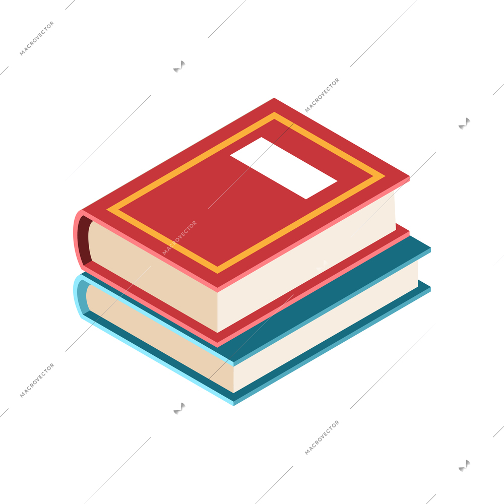 Two books with covers of different color isometric icon vector illustration