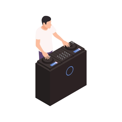 Party isometric icon with male dj performing at club vector illustration