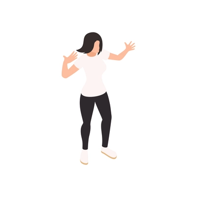 Isometric icon with character of woman dancing at party vector illustration