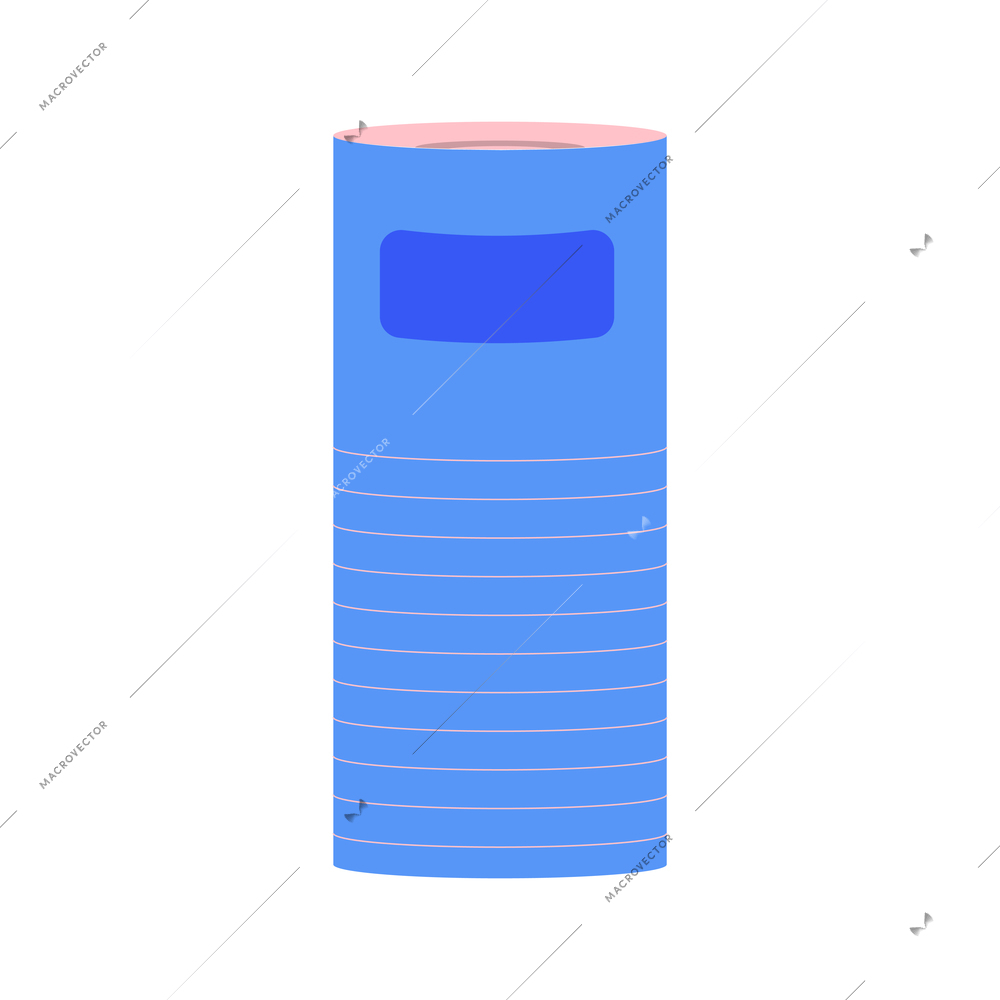 Blue ashtray bin for smoking area flat icon vector illustration