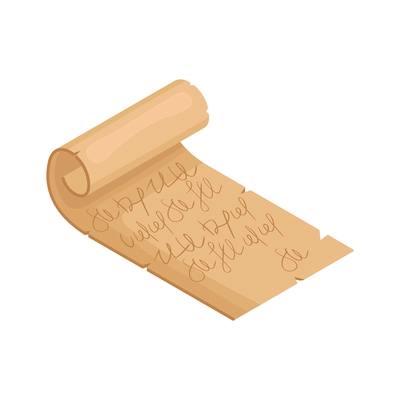 Isometric icon with old parchment on white background 3d vector illustration