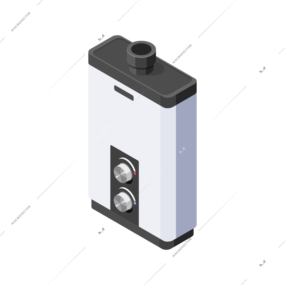 Isometric icon with home electric heating boiler on white background 3d vector illustration