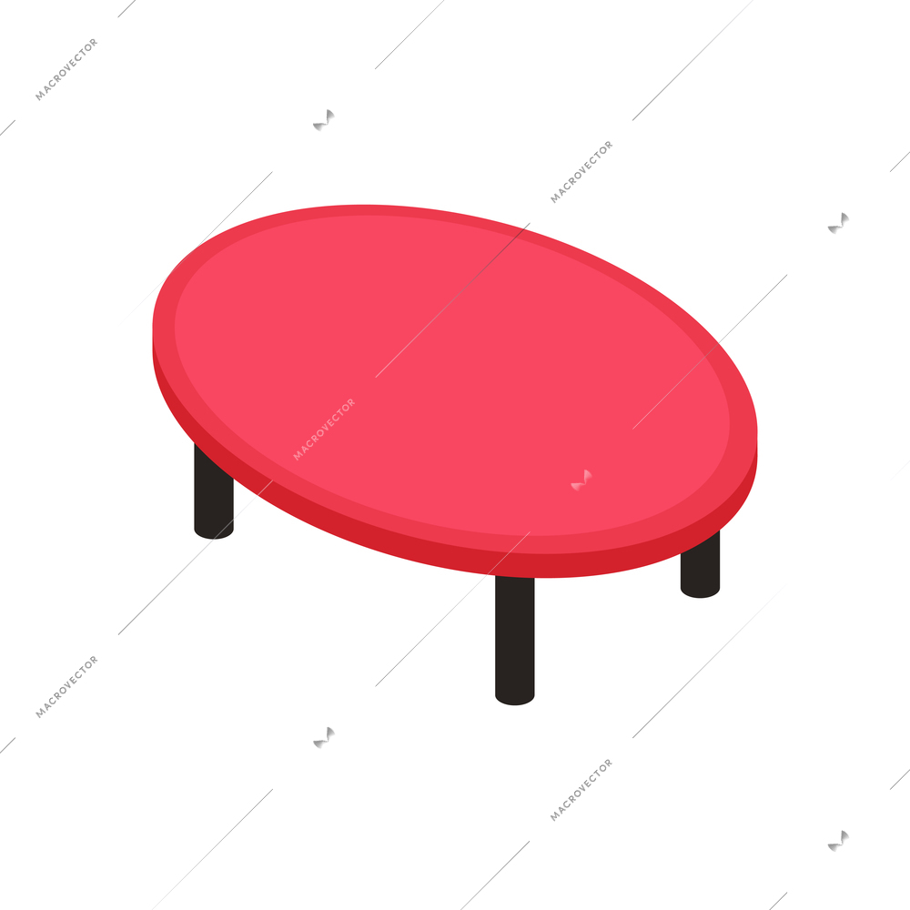 Isometric icon with red and black coffee table on white background vector illustration
