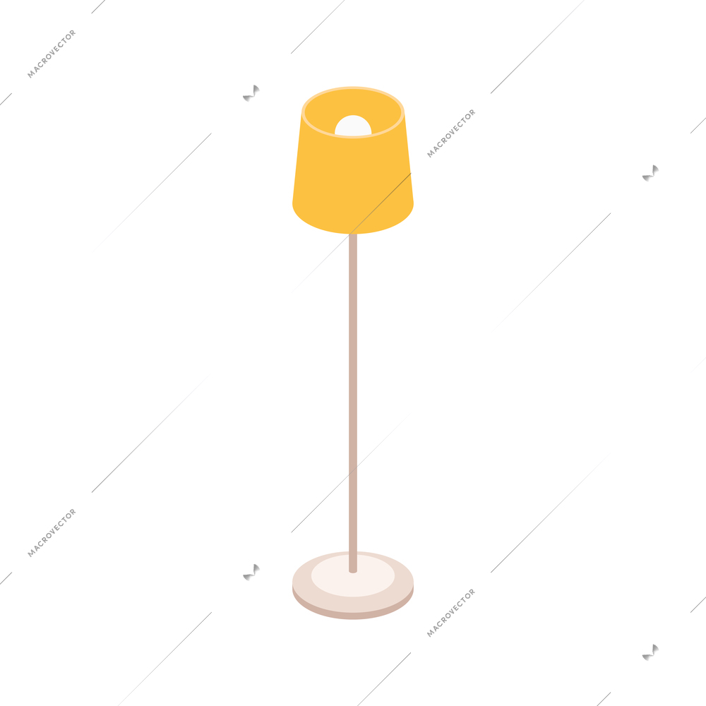 Standard lamp with yellow shade isometric icon on white background vector illustration